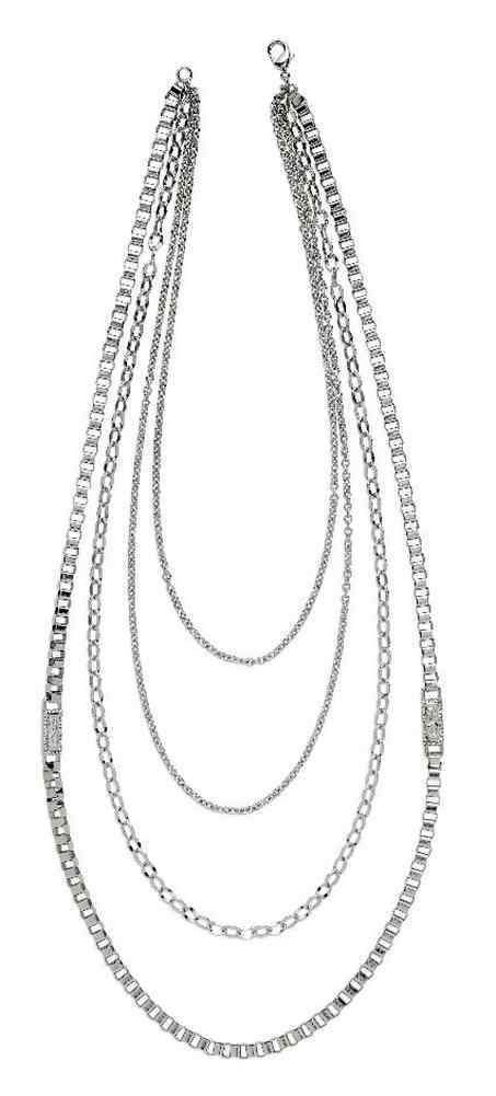 Womens Multi-Chain Design Necklace, Silver